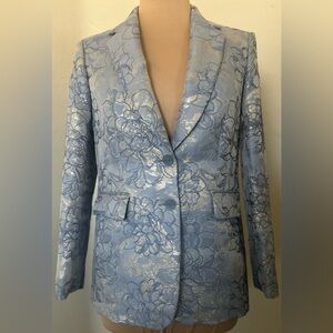 Tahari Light Blue Floral Blazer